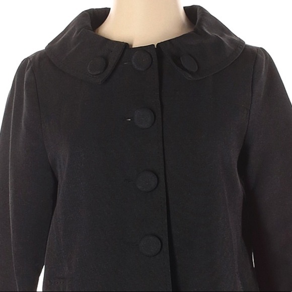 Worthington size S black Vintage button up 3/4 sleeve A-line dress coat jacket - Picture 3 of 16